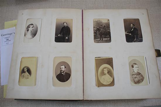 A Victorian photograph album containing 224 cabinet photographs of military figures, politicians, dignitaries, etc., qto, green moroc